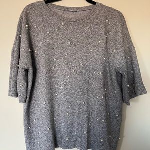 Zara Pearl Embellished Top